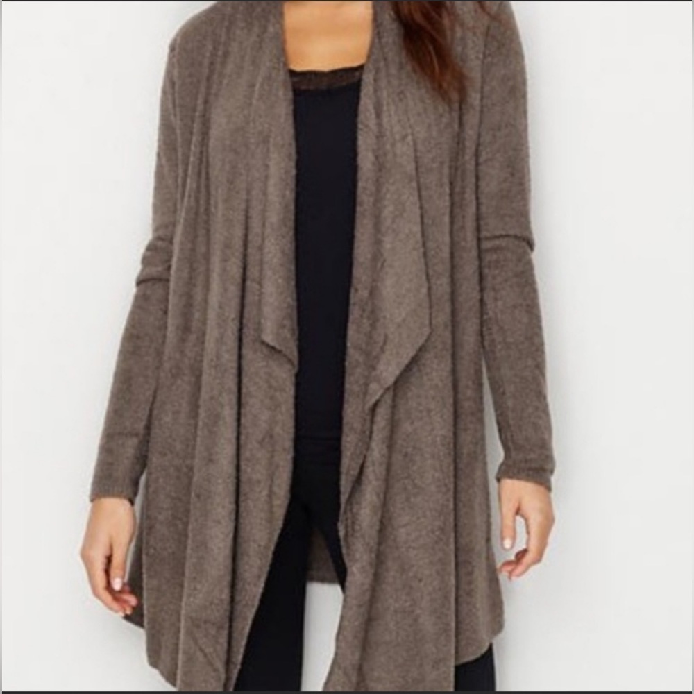Barefoot Dreams Cozychic Lite Island Wrap Cardigan Style 903 Pockets Brown S/M